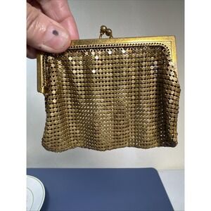 Whiting & Davis Deco vintage gold mesh metal clutch purse 30s Coin Change